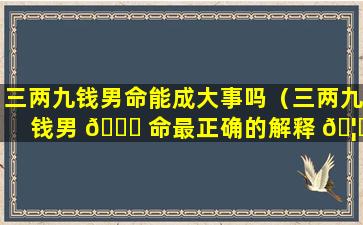 三两九钱男命能成大事吗（三两九钱男 🍁 命最正确的解释 🦄 是）